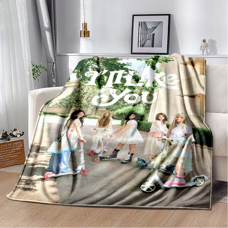 3D Printed Flannel Blanket I-ILLIT Combo K-POP Home Sofa Bed Blanket | Birthday Gift,