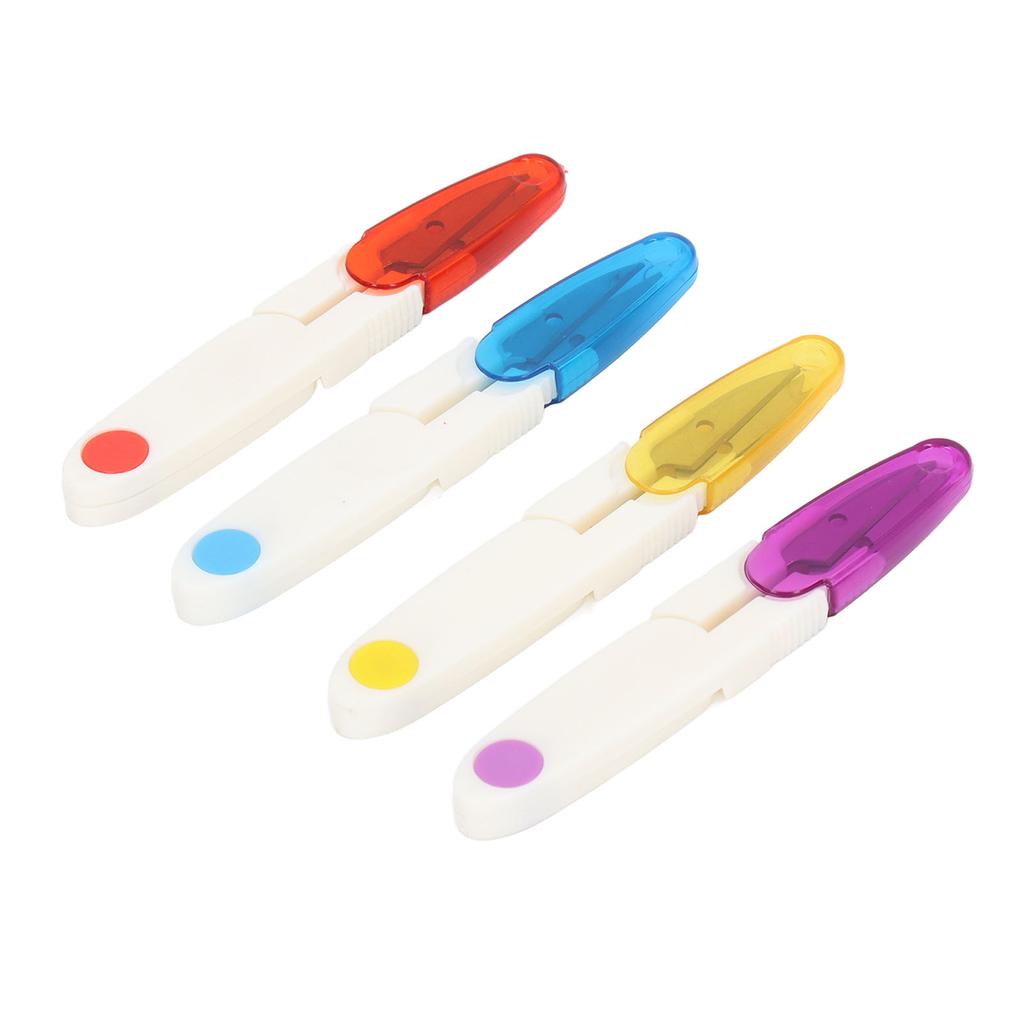 4 Pcs Thread Snips Small Compact U Shaped Fabric Scissors Embroidery Scissors with Cover for DIY