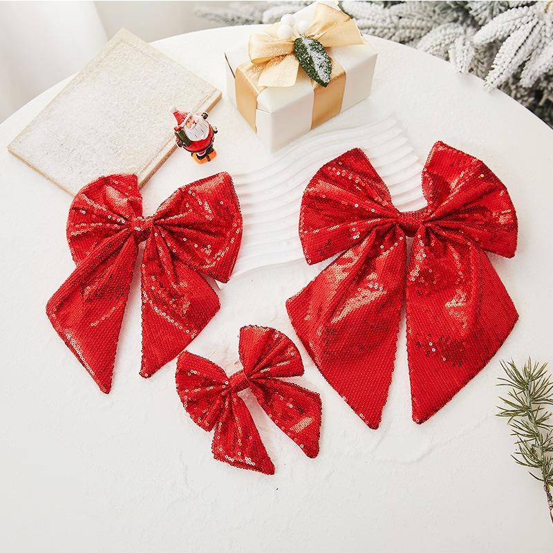 Christmas Pearlescent Sequins Bow DIY Handicrafts Christmas Tree Scene Arrangement Pendant Decoration Christmas Drop Ornaments