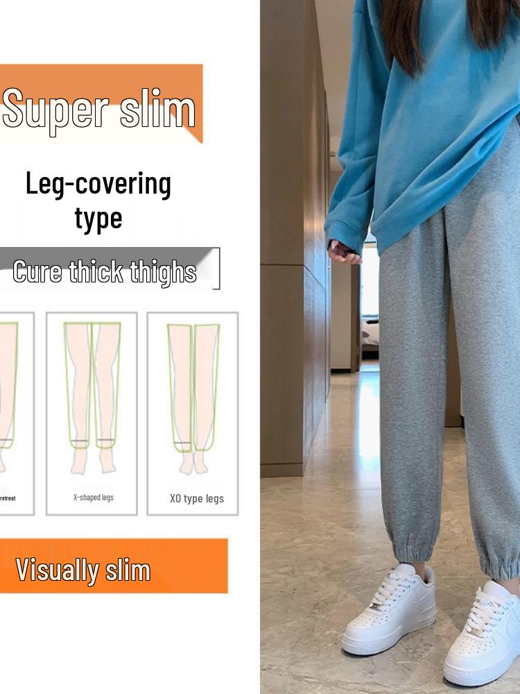 Plus Size Black Jogger Pants for Women - Slimming, Lightweight, Casual Sweatpants for Spring & Autumn, Ideal for Pear-Shaped Bodies