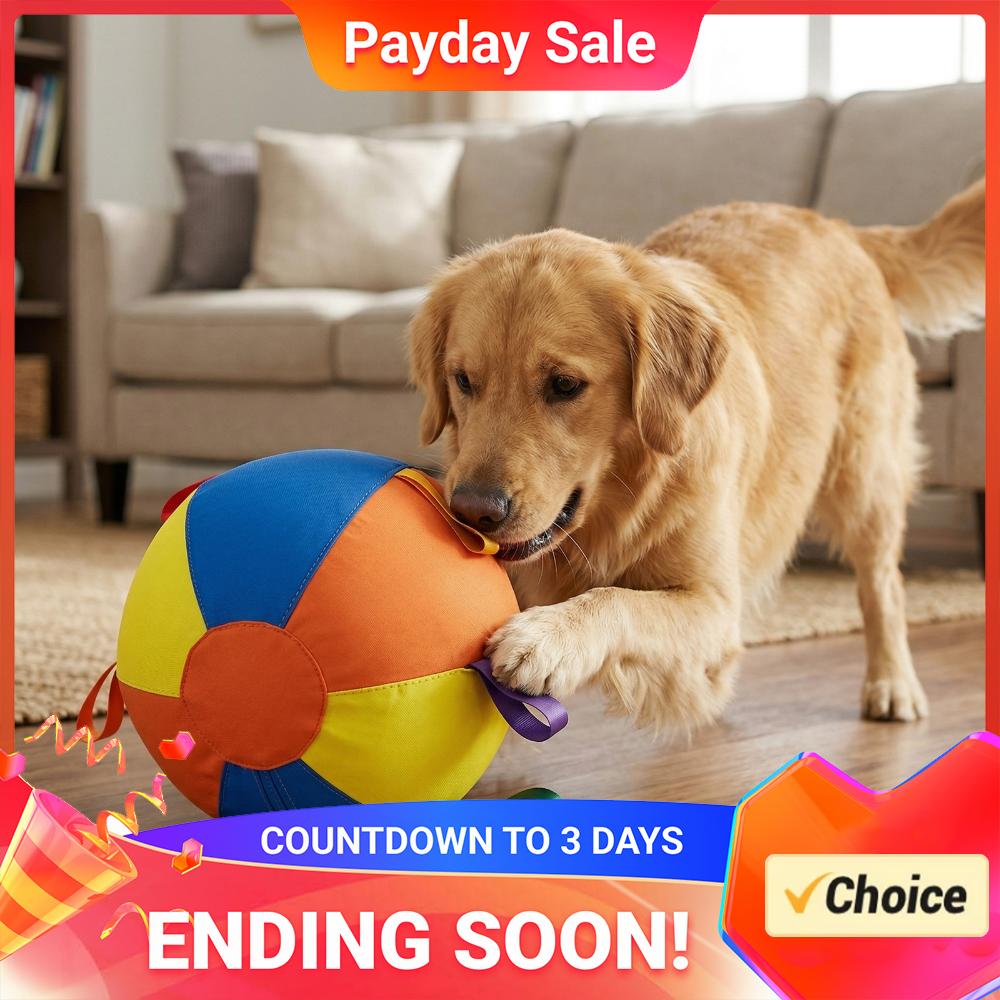 Chew Resistant Fabric Dog Ball Tear-Resistant Self Play Dog Toy Inflatable Big Ball for Medium Large Dogs Golden Retriever