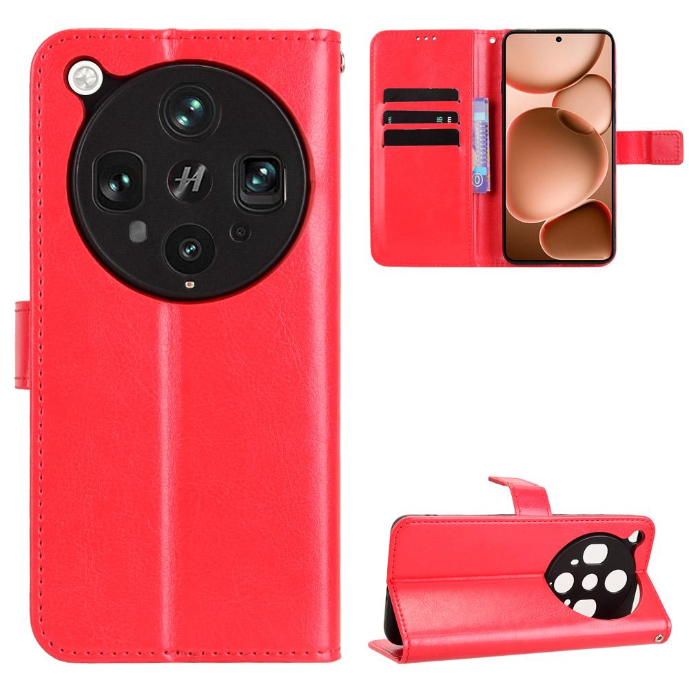 For Oppo Find X8 Ultra 5G PU Leather Case with Strap Crazy Horse Texture Phone Wallet Cover