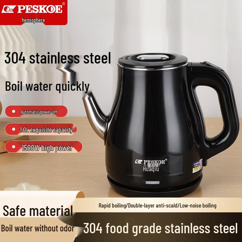 Elektrisk vattenkokare i rostfritt stål med lång pip och automatisk avstängning