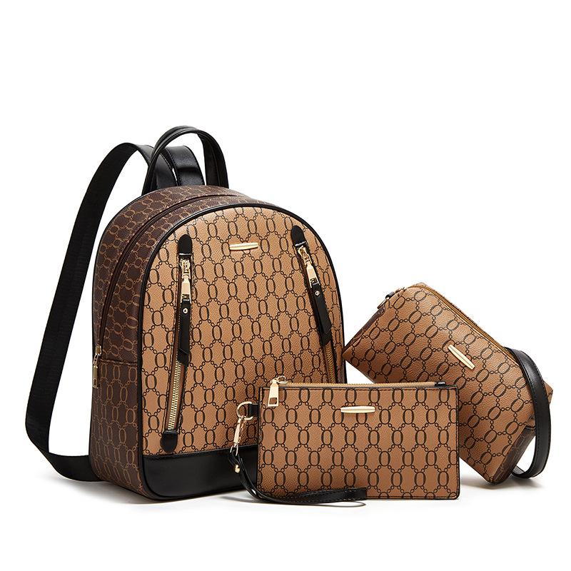 Fashion Backpacks for Women  New Trendy 3Pcs Set Large Capacity Handbags with Purses Vintage Printed Double Shoulder Bags
