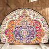 Luxury Bohemian Mandala Half Round Door Mat Jewel Floral Design 2D Flat Non Slip Machine Washable Floor Rug for Entryway Bedroom Home Decor