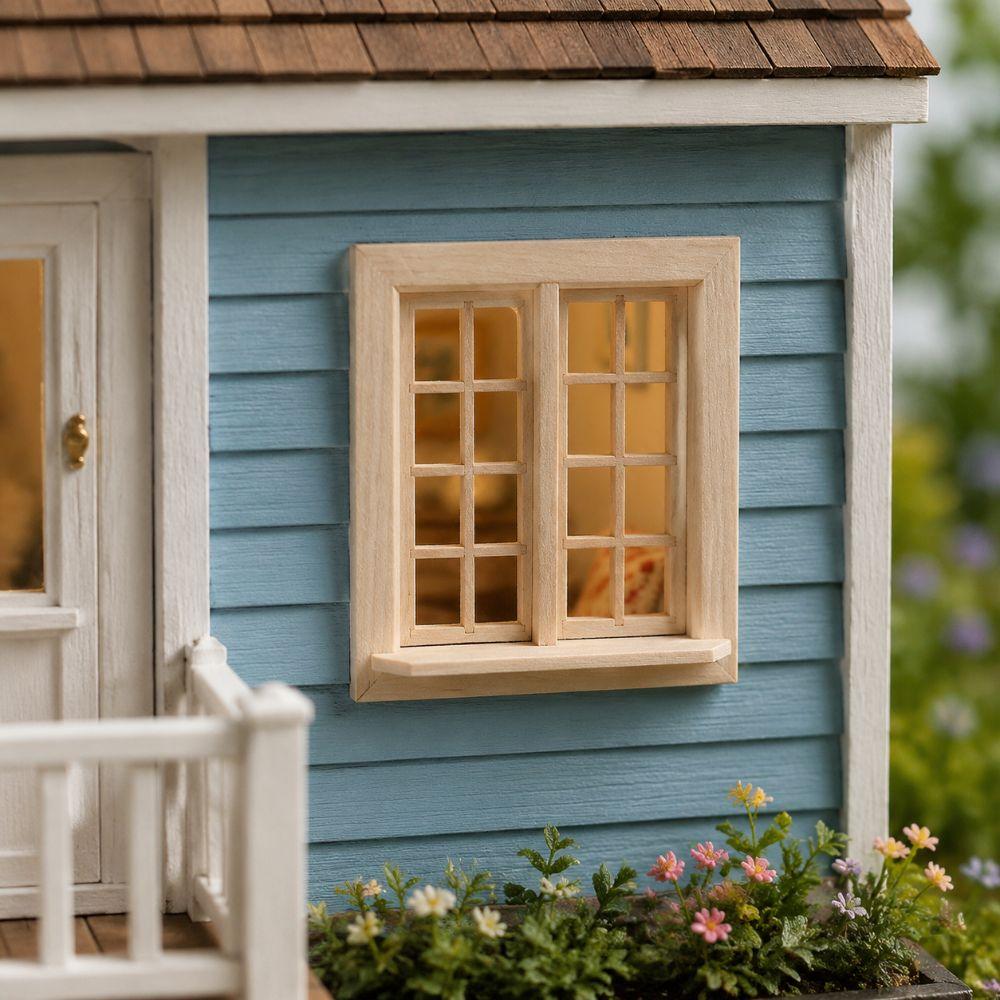 16 Felder Puppenhaus Fenster Modell Holz Quadratische Fenster Modell Miniatur Haus Dekor Für DIY Spielzeug