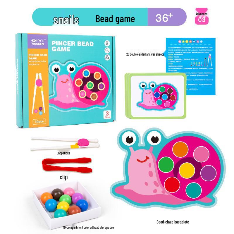 Wooden Educational Toys for Young Children: Early Learning, Parent-Child Interaction, Fruit, Color & Shape Recognition, Bead Threading