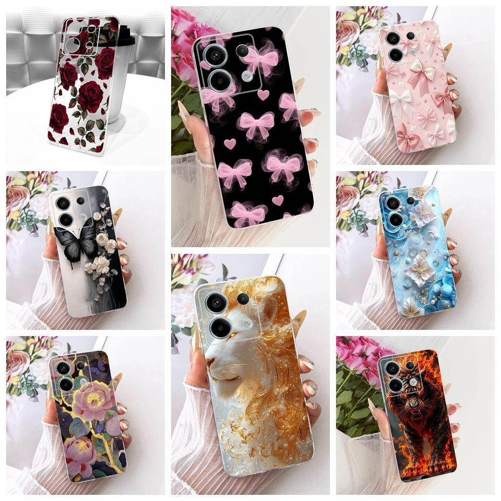 For Xiaomi Poco X6 Pro Case Cover Transparent Cute Cat Fashion Butterfly Funny Painted Casing 2311DRK48G 2311DRK48I