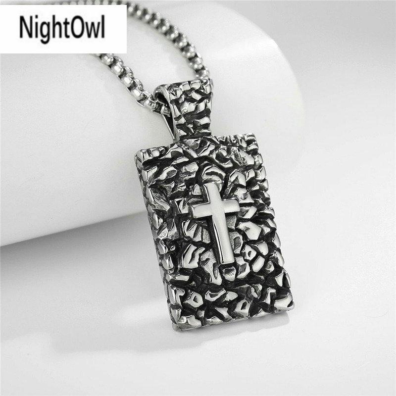 

Cool Mens Womens Stainless Steel Dog Tag Cross Pendant Necklace For Men Women