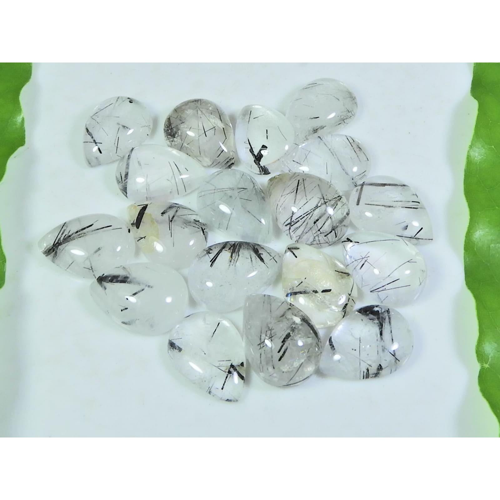 

9X13ММ Натуральный Черный Рутил Груша Кабошон Свободный Драгоценный Камень 18 Шт. Лот A-242