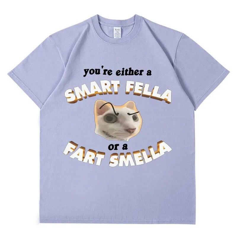 You're A Smart Fella or A Fart Smella Meme Grafik-T-Shirt, lustiges Unisex-Damen-Mode-Casual-Kurzarm-T-Shirt aus Baumwolle in Übergröße