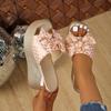 Fashion Summer Women's Wedge Slippers Leopard Print Bow Tie Waterproof Platform  Slippers Outdoor Leisure Large Size Zapatillas De Mujer
