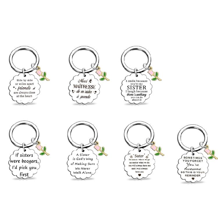 Stainless Steel Polished Floral Keyring Creative Lightweight Portable Friendship Keychain Birthday Gift for Sister