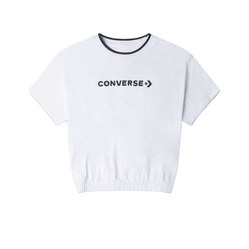 Converse Crop Tops Women's White Crew Neck Moderate 10024771-A04