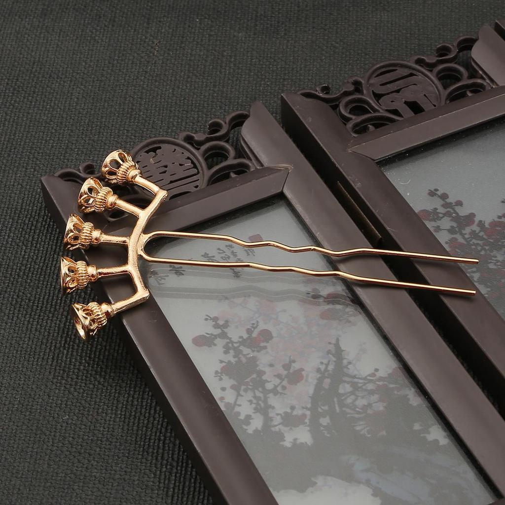 Flower Ancient Style U Shape Hairpin Alloy Hole Lotus Holder Accessories