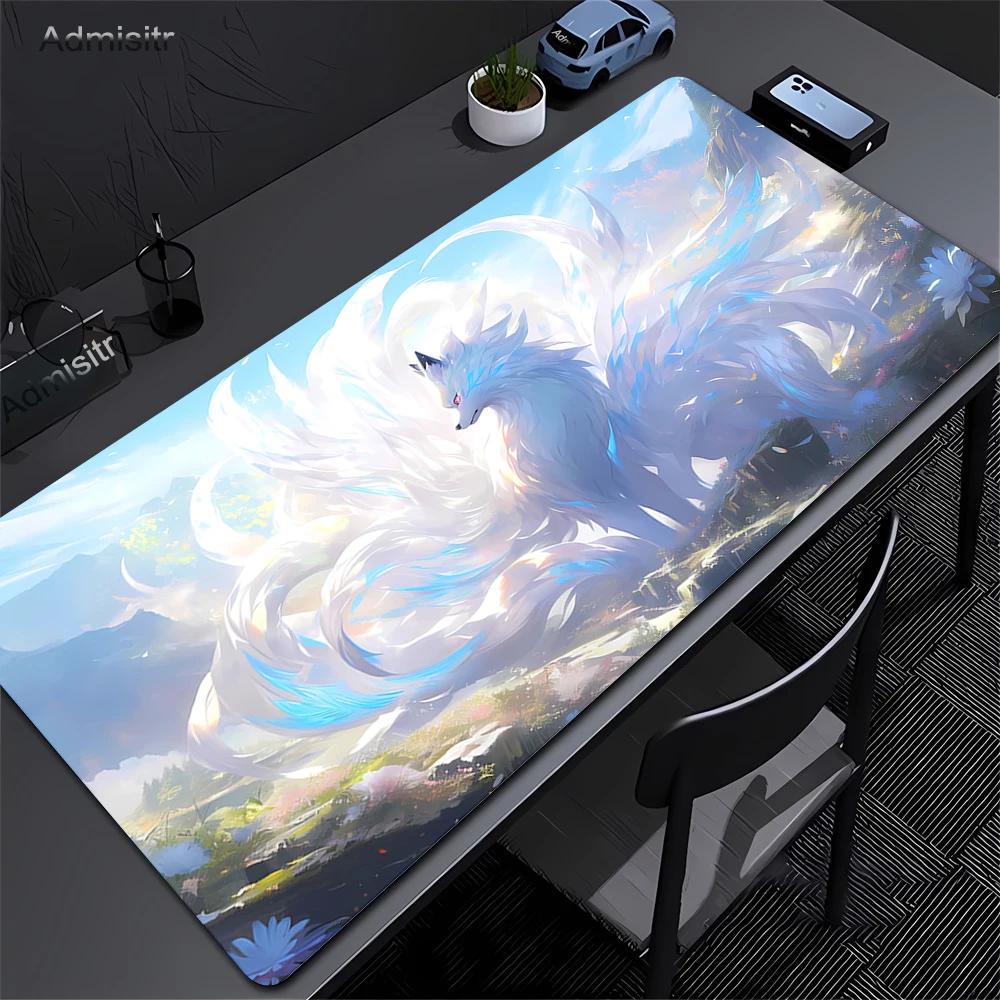 Pink Fox Large Gaming Mousepad XXL Gamer Mouse Pad Office Long Table Accessories Mouse Mat Kawaii Nine-tailed Fox Desk Mat Xxl