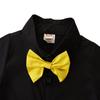 Toddler Boys Gentleman Suits, Summer Short Sleeve Bowtie Lapel Shirt + Bib Shorts Set