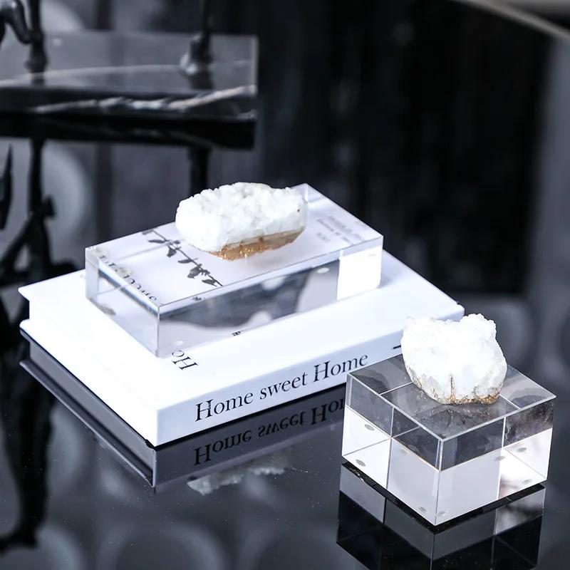 White Crystal Ornaments Glass Craft Clear Natural Crystal Coralline Decorative Figurines Home Decoration Accessories