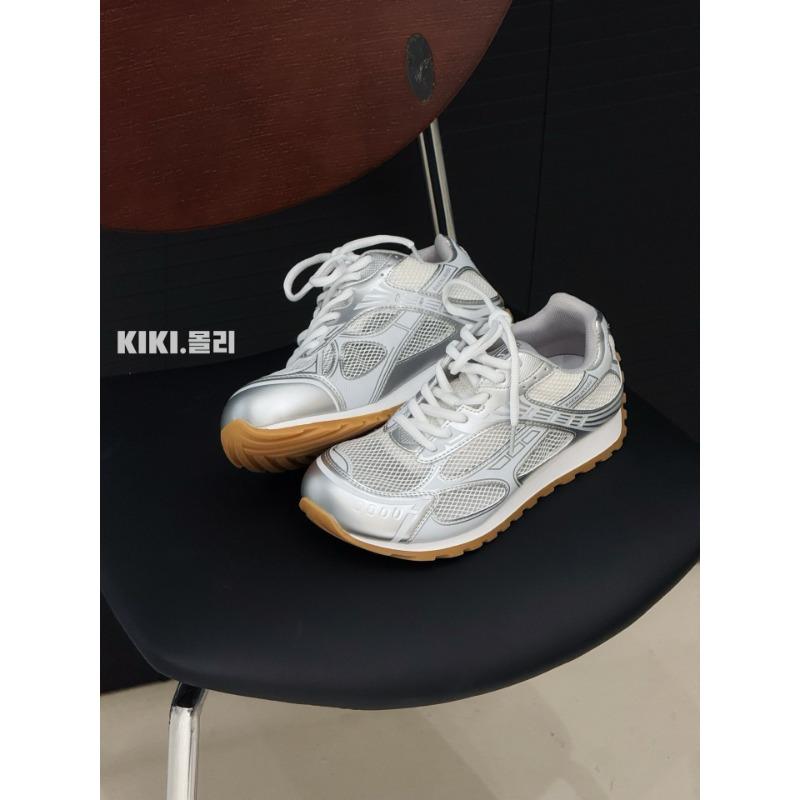 

Daddy Shoes Women s Leather Platform Silver Casual Sneakers Sneakers Tide 40 серебряный