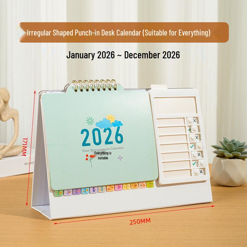 2026 Year of the Horse Wooden Desk Calendar with Custom Logo - Unique Punch Card Design for Business Office