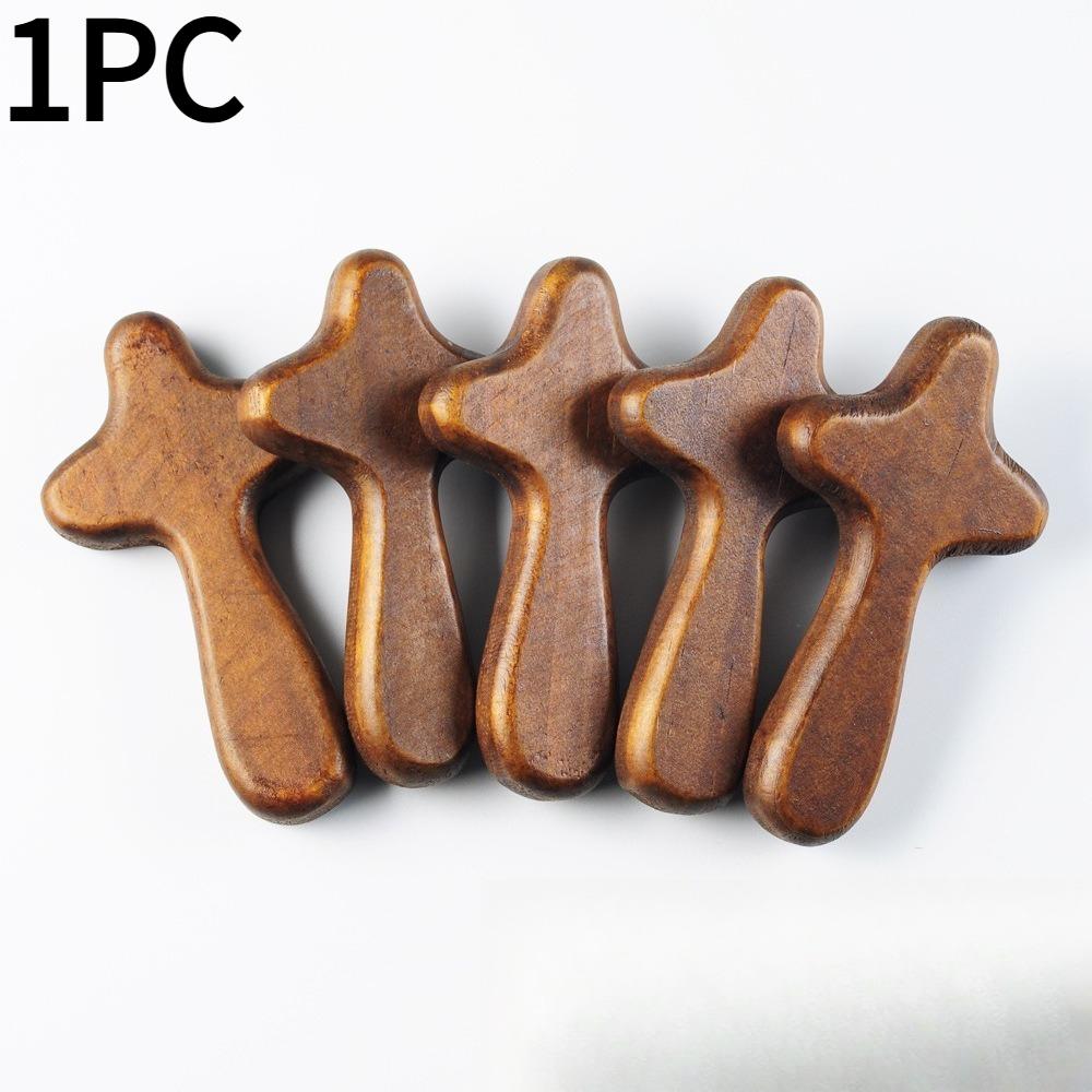 1PC Wooden Cross Solid Wood Cross Wooden Crafts Decorative Handlebars Prayer Pine Cross