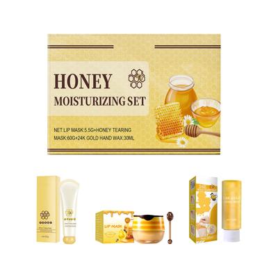 Honey Moisturizing And Exfoliating Kit Lipstick Honey Jar Honey Lip Mask Hand Mask Peel-Off Mask Exfoliation Cleansing And Moisturizing60ML