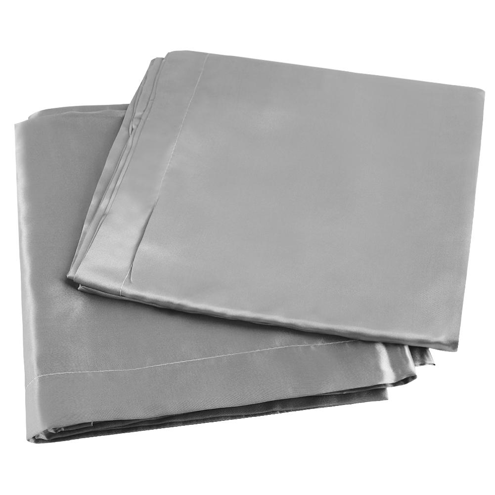 Einfarbiges Seidensatin Anti-Milben Spannbettlaken Matratzenschoner Bezug Bettwäsche-Set (KÖNIGIN )