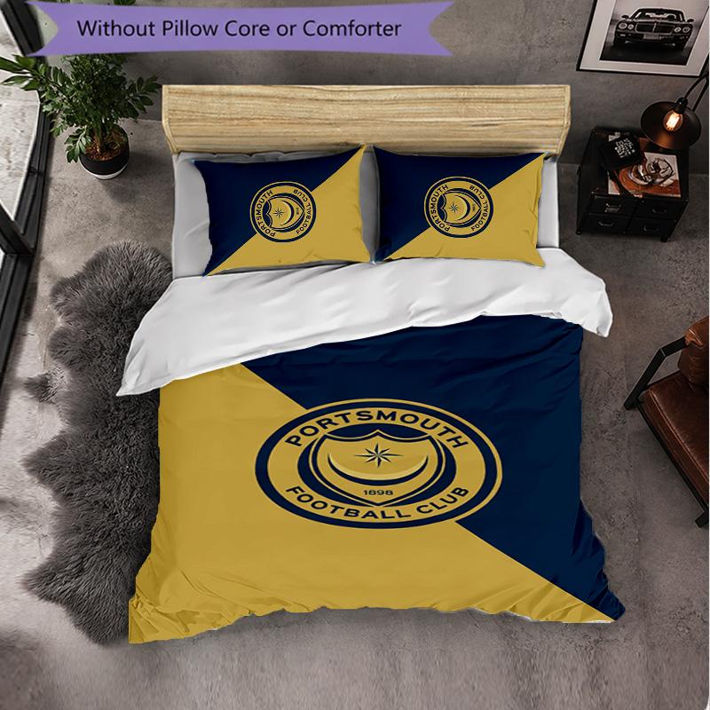 Portsmouth FC Themed Bedding 3Pcs Duvet Cover Set Decorative Bed Linen For Teen Room Home Decoration