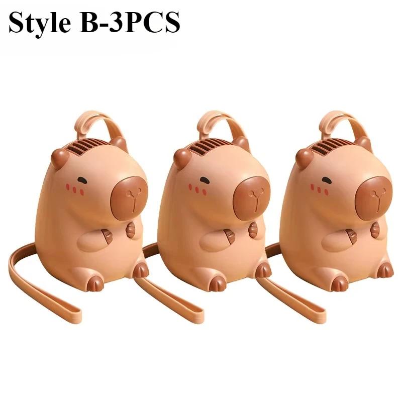 1-10PCS Capybara Neck Fan Portable USB Rechargeable Cartoon Mini Fan Handheld Cooling for Outdoor Travel Summer Gift