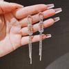 Silver Needle Long Fringed Earrings Women's Cold Temperament Full of Diamonds, High-end Sense Light Luxury Stud Earrings
