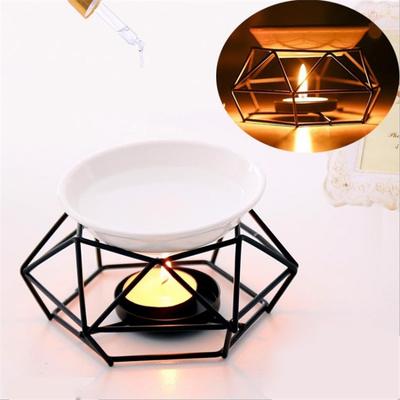 Candle Holder Ceramic Oil Lamp Stainless Steel Base Aroma Burner Home Decoration Ornament Meditation Gift