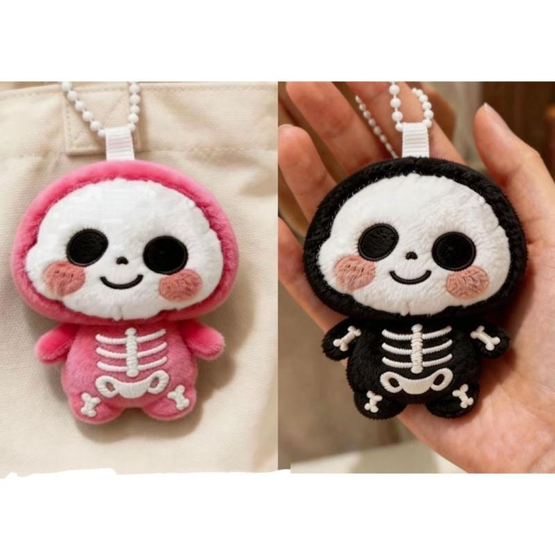 Cute Cartoon Skeleton Plush Doll Pendant Keychain Creative Backpack Accessory Home Decoration For Children Halloween Gifts