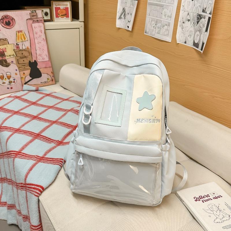 

High value light blue college style junior high school students class schoolbag female new soft sister twodimensional shoulder pain bag