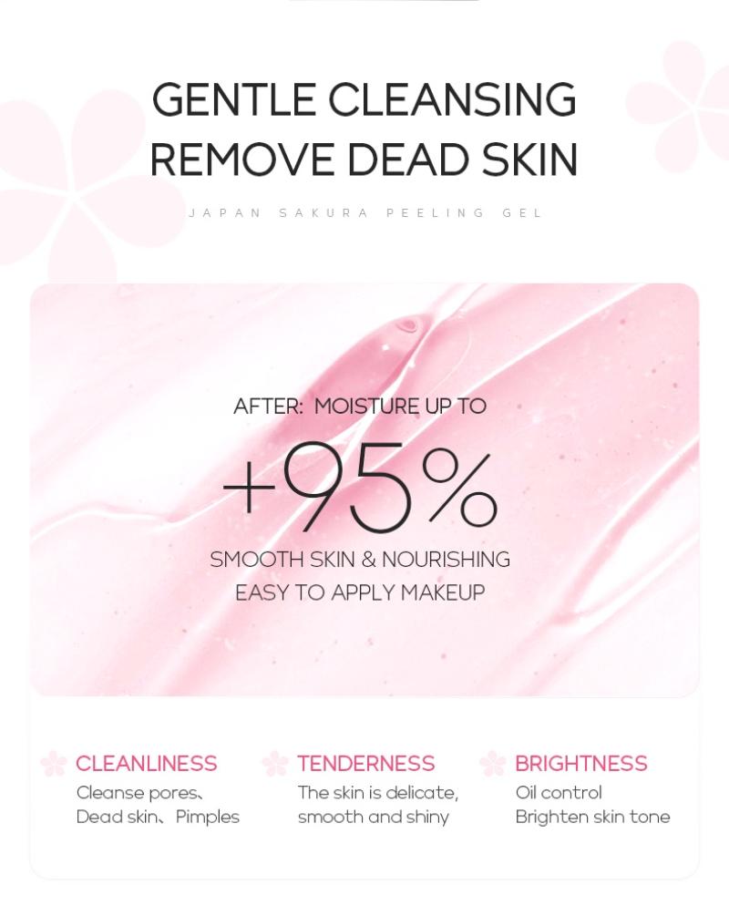 LAIKOU Sakura Facial Scrub Cherry Blossoms Remove Dead Skin Blackhead Peeling Gel Exfoliating Whitening 60g
