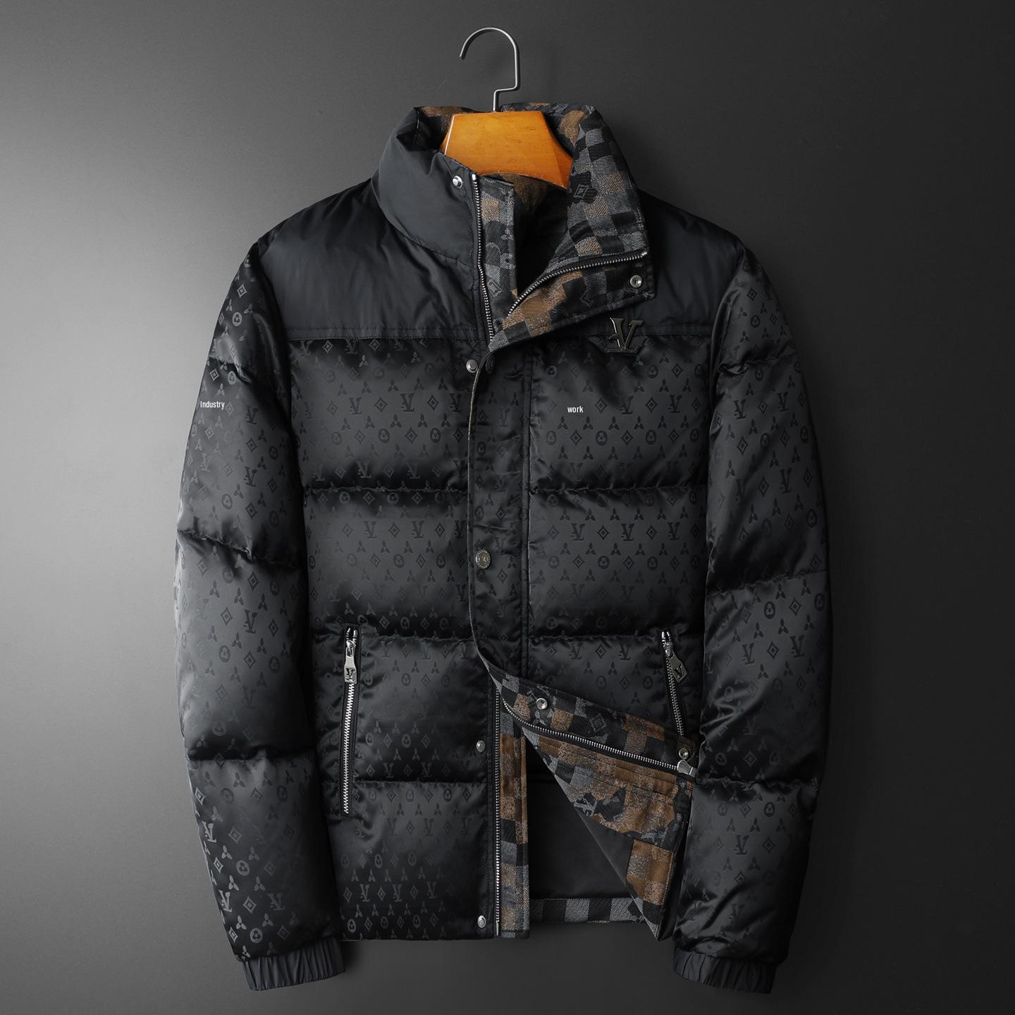 European Slim Fit Men s Winter Stand-up Collar Print Jacket - High-End Trendy Style 3XL