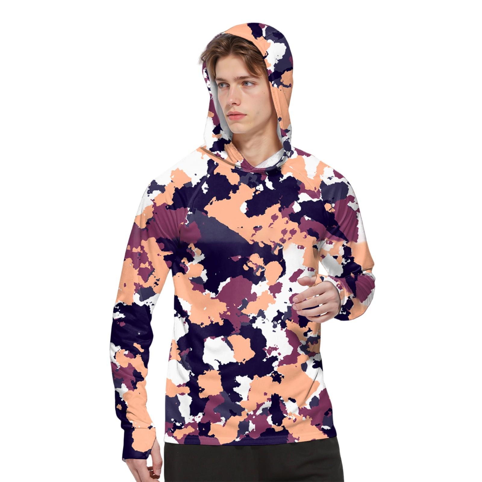 

Чоловіча модна сорочка з принтом з довгим рукавом, худі з SPF/УФ-захистом XL фіолетовий