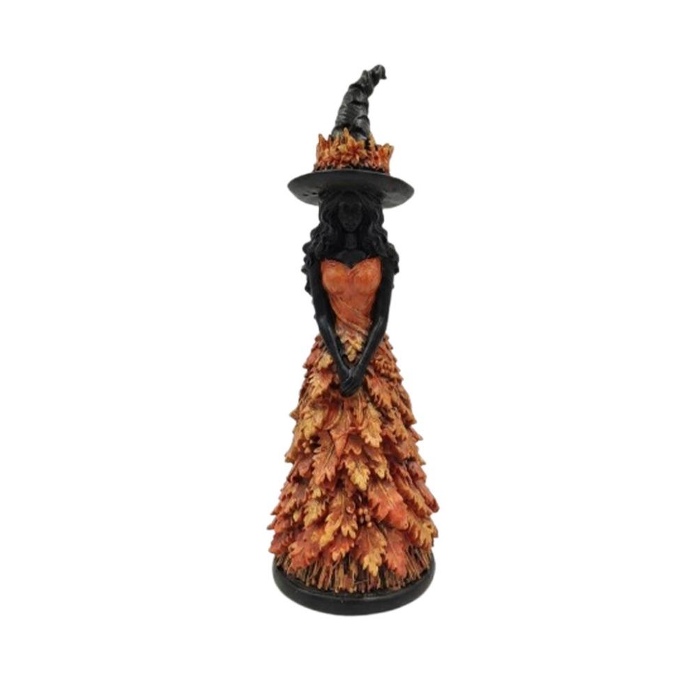 Leaf Gown Halloween Witch Statue Vintage Leaf Witch Resin Ornament Halloween Harvest