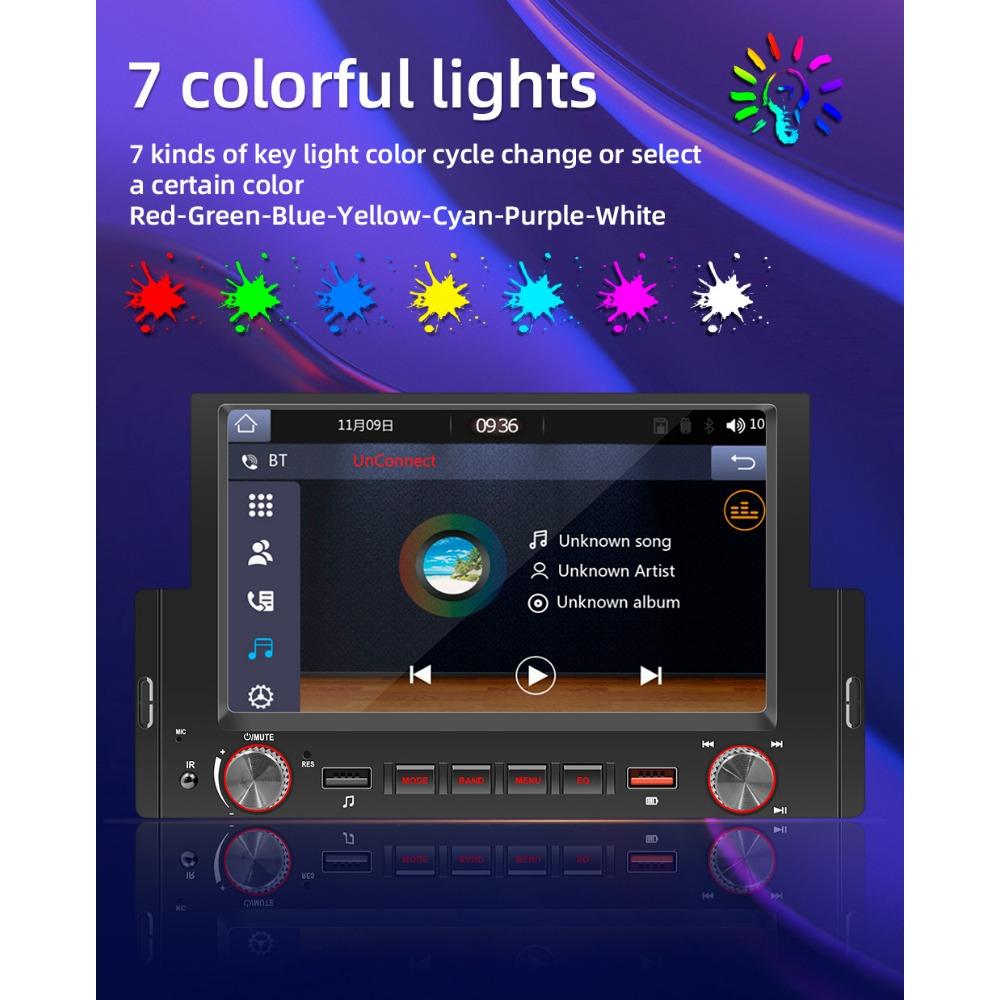 6.2 Inch 1Din Wire&Wireless CarPlay Android Auto Screen Radio Car Stereo BT MP5 Car Play 2USB Audio System Car Accessories