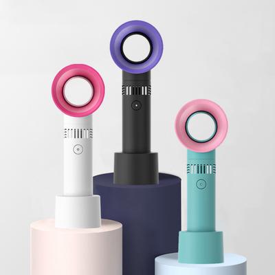 Kanatsız El Tipi Masaüstü Vantilatör 3 Hızlı Ayarlanabilir USB Şarj Edilebilir Yaz Soğutma Vantilatörü Taşınabilir Seyahat Dış Mekan Mini Kişisel Vantilatör