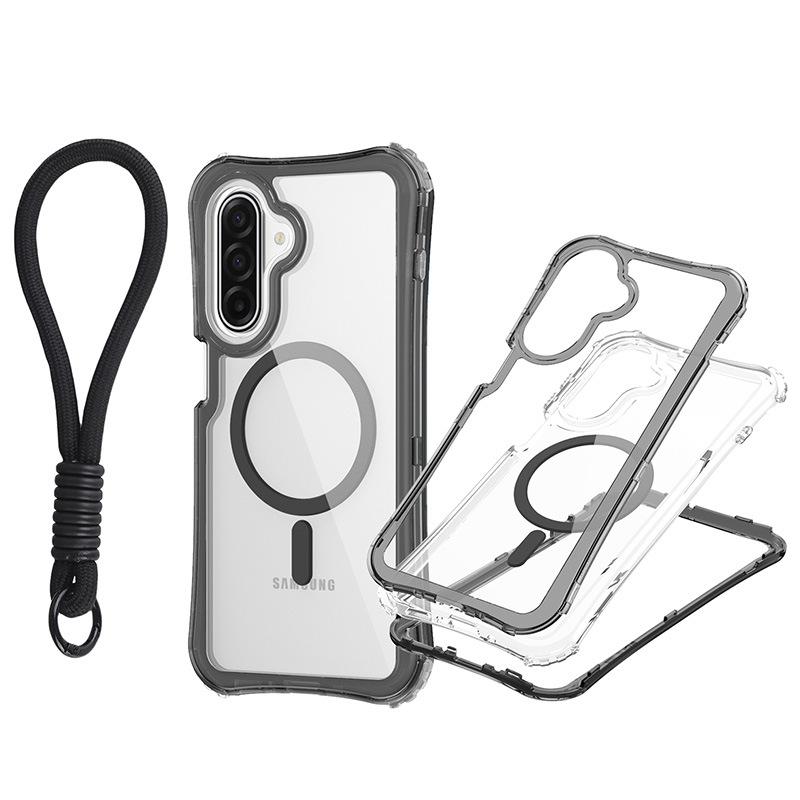 For Samsung A17 Magnetic Transparent 3-in-1 Phone Case with Hand Rope