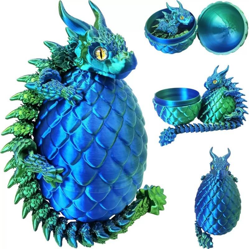 3D Printed Double Horned Dragon Egg Set, Movable Joint Creative Fidget Toy, Kids Gift Home Decor Ornament
