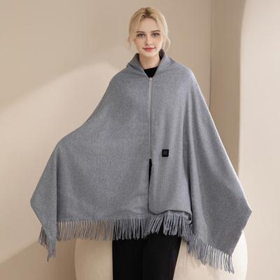 USB Heated Shawl Wrap for Women Portable Wearable Heating Blanket with Tassel Design Intelligent Temperature Control Heating Scarf for Winter