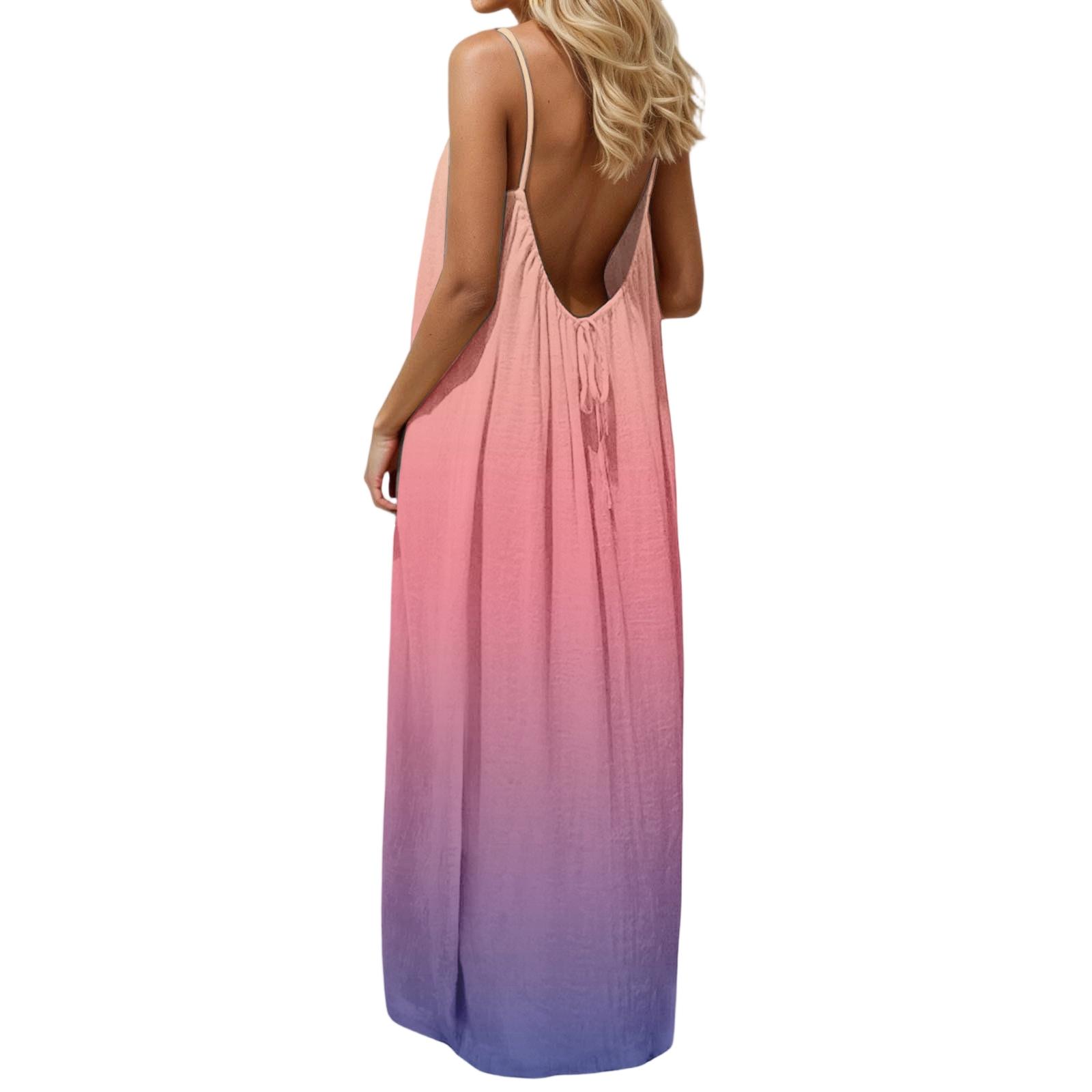 Women s casual fashion gradient print dress XXXXL розовый