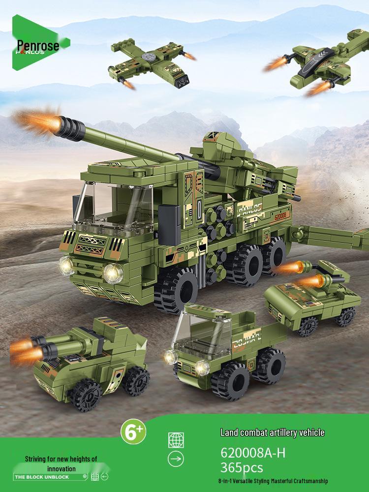 8-in-1 Military Tank Building Blocks Toy - Educational Assembly Set for Kids