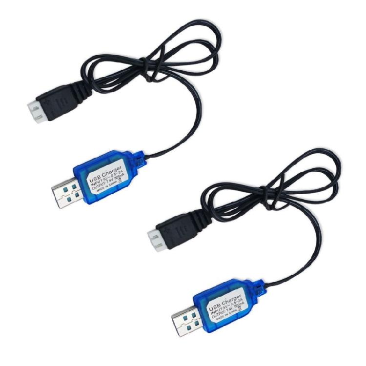 USB Charger Cable SM2.0 2P Connectors for 7.2V 250mA NiMH NiCD Batteries with LED Indicator and Safe Charging