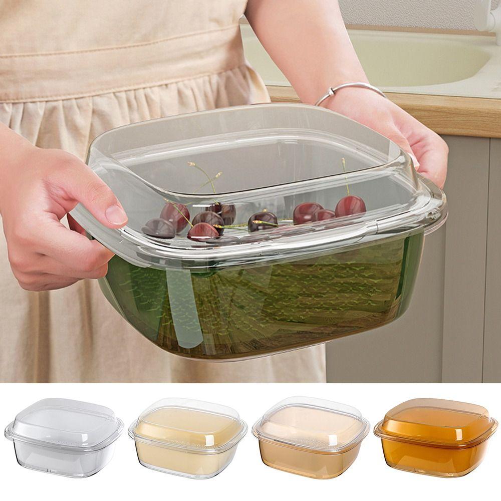 

Двухслойная сливная корзина с крышкой. Корзины для фруктов. Новый ящик для хранения в холодильнике.