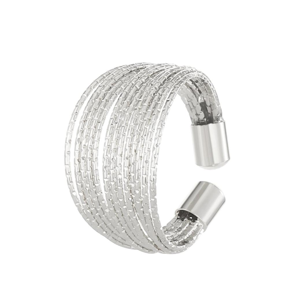 Elegant Multi-Layer Adjustable Open Ring - Versatile Niche Design with Glittering Threads for Women