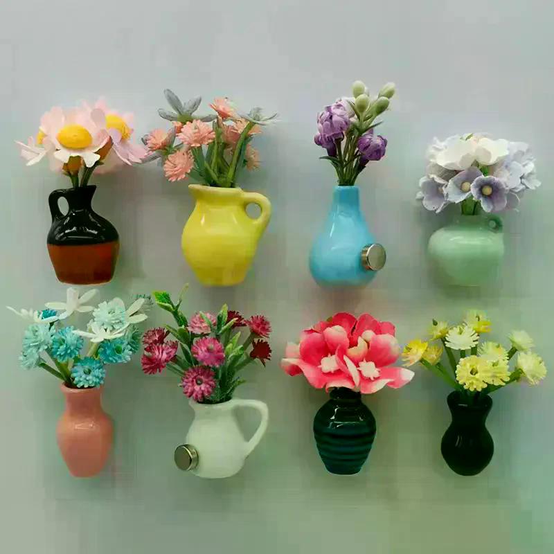 1Pcs Ins Style Dollhouse Miniature Ceramic Small Vase Model Refrigerator Sticker Creative 3D Stereo Home Decoration Magnet