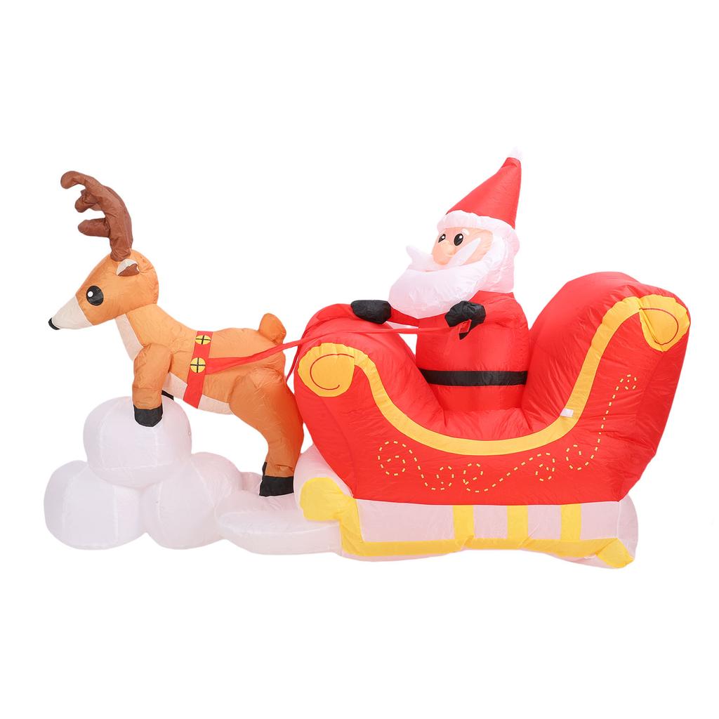 5.9ft Inflatable Decoration Santa On Sleigh Blow Up Reindeer Pulling Santa Sleigh Built in LED Lights for Party Decor