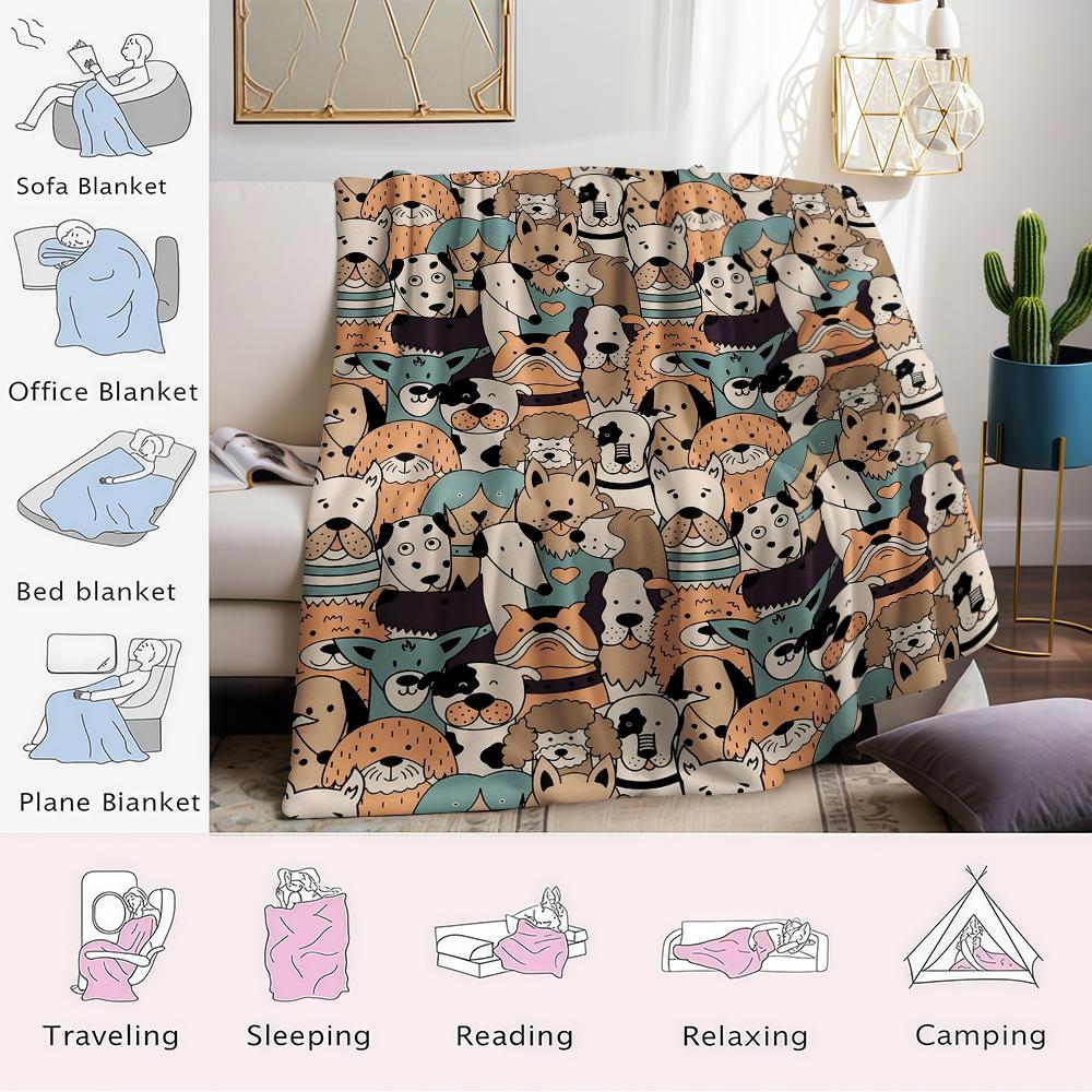 Puppy Pile Parade Flannel Blanket Warm Soft Halloween Christmas Couch Warm Cozy Decorative Decor Gift for All Season